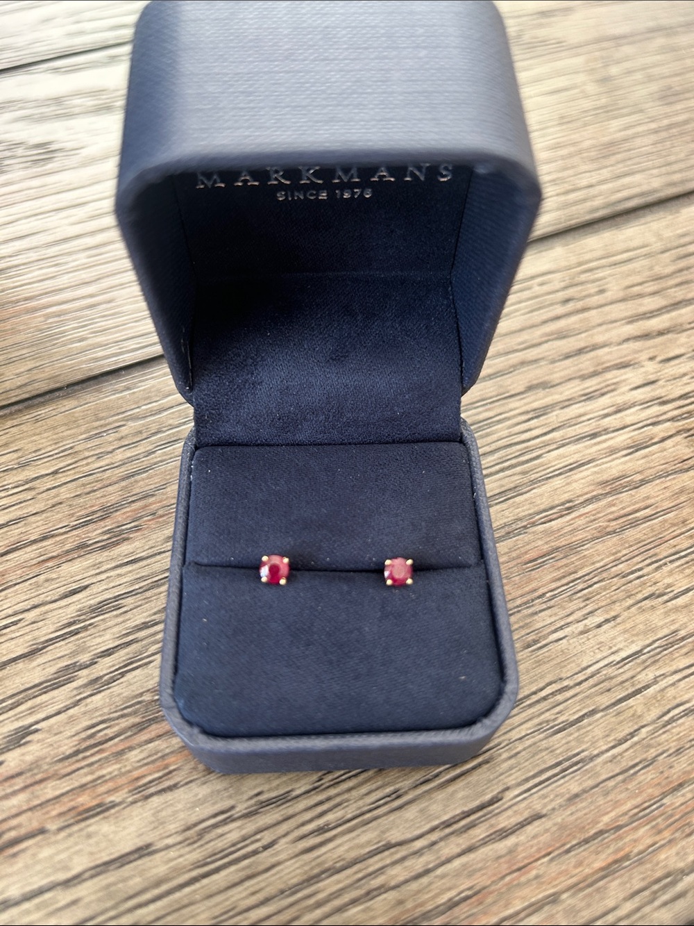Red Ruby Stud Earrings in Gold - Perfect for first time ear piercing!